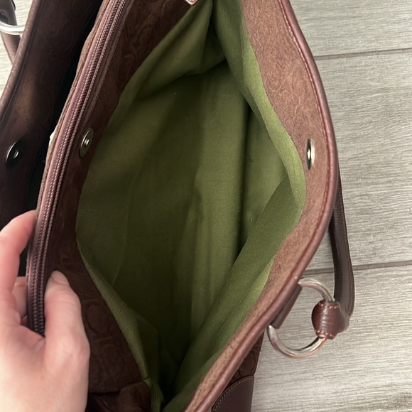 Ferragamo Gancini Brown Canvas Tote Bag w/leather details - Picture 10 of 17